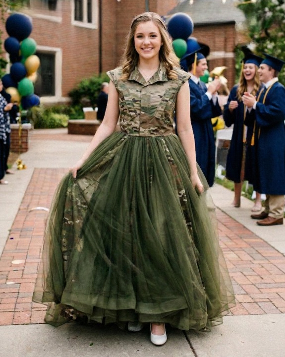 They Mocked My Prom Dress Made From My Father’s Military Uniform—Then a Military Officer Arrived and Everything Changed