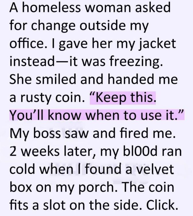 The Jacket Trap: Why I Lost My Job for Helping a Homeless Woman—and the CEO Secret Hidden in a Rusty Coin