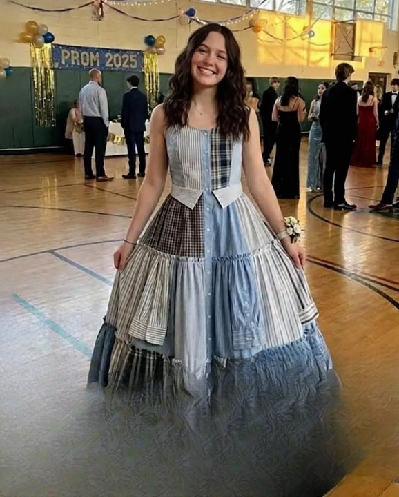 I Sewed a Prom Dress Entirely From My Late Father’s Worn Janitor Shirts After My Classmates Mocked His Memory for Years—