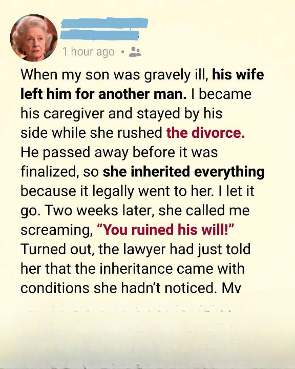 My Son Was Dying in a Hospital Bed When His Wife Walked Away — After His Funeral, I Thought I Had Lost Everything, Until a Single Phone Call Revealed the Hidden Condition He Placed in His Will That No One Saw Coming